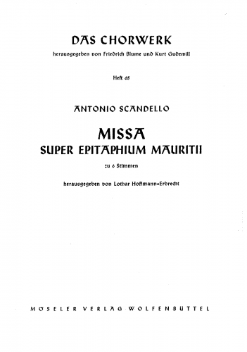 Scandello - Missa super Epithaphum Mauritii - Score