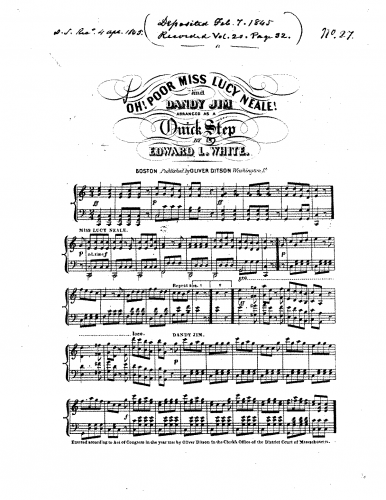White - Oh, Poor Miss Lucy Neale and Dandy Jim - Score