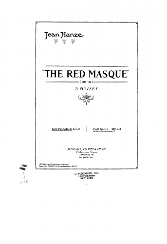 Holbrooke - The Red Masque, Op. 66 - For Piano solo (Composer?) - Score
