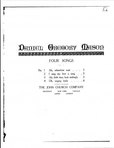 Mason - 4 Songs, Op. 4 - No. 1. Ah, Wherefore wait.