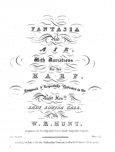 Hunt - Fantasia and Air, with Variations for Harp - Score