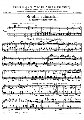 Hässner - Melodien-Sträusschen aus Mozart's beliebtesten Opern - Score