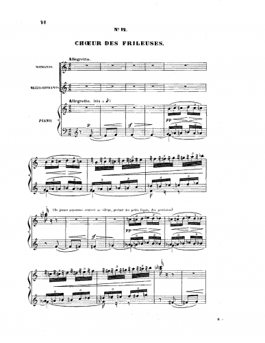 Delibes - Chur des frileuses - Score