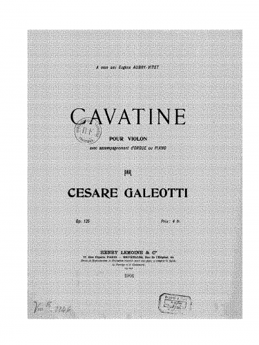 Galeotti - Cavatine, Op. 125 - Scores and Parts