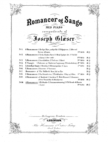 Glæser - 4 Romancer - Score