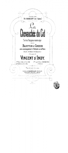 Indy - La Chevauchée du Cid, Op. 11 - Complete vocal score (orchestra reduced to piano)
