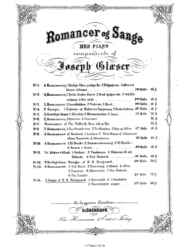Glæser - 3 Sange af H. H. Nyegaard - Score