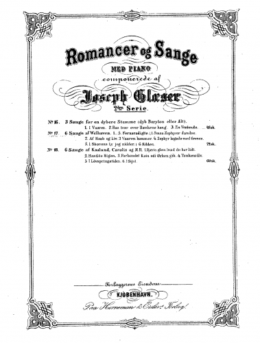 Glæser - 6 Sange af Welhaven - Score