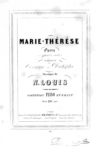 Louis - Marie-Thérèse - Vocal Score - Score