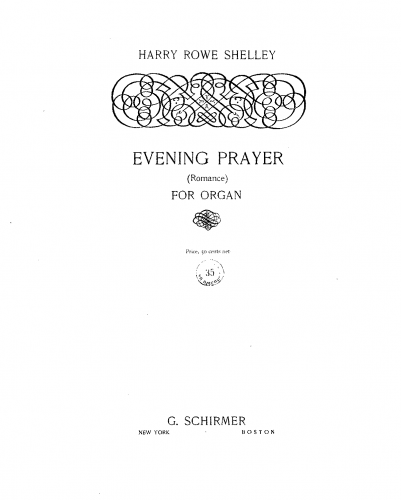 Shelley - Evening Prayer - Score
