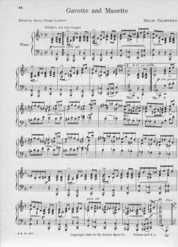 Palmgren - 12 Pieces - Piano Score Selections - 6. Gavotte and Musette