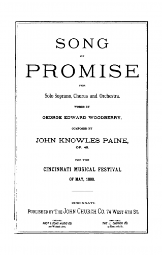 Paine - Song of Promise - Vocal Score - Score