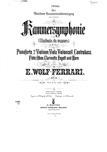 Wolf-Ferrari - Kammersymphonie - Score