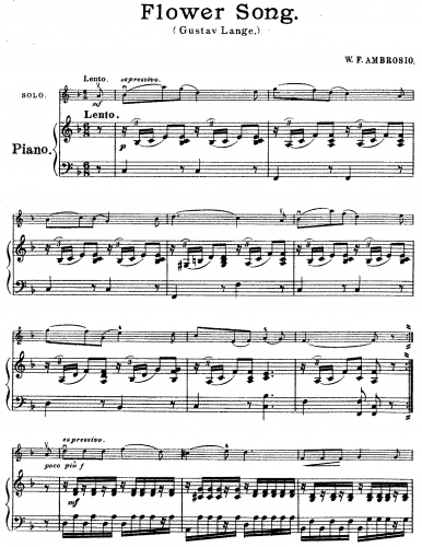 Lange - Blumenlied - For Violin and Piano (Saenger) - Piano score