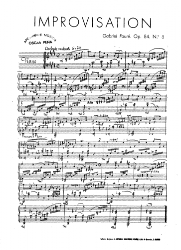 Fauré - Huit Pièces Brèves, Op. 84 - Piano Score - 5. Improvisation
