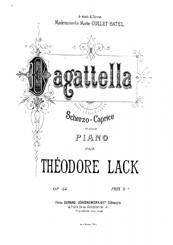 Lack - Bagatella, Op. 54 - Score