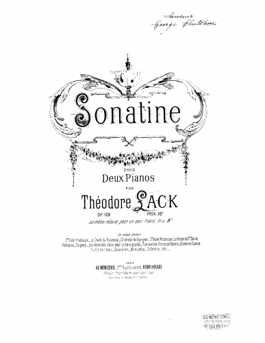Lack - Sonatine pour deux pianos, Op. 129 - Score