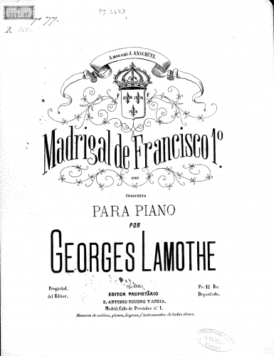 Lamothe - Madrigal de François 1er - Score