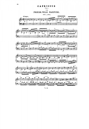 Marpurg - Fughe e Capricci, Op. 1 - Keyboard Scores No. 6 Capriccio in F major - Score