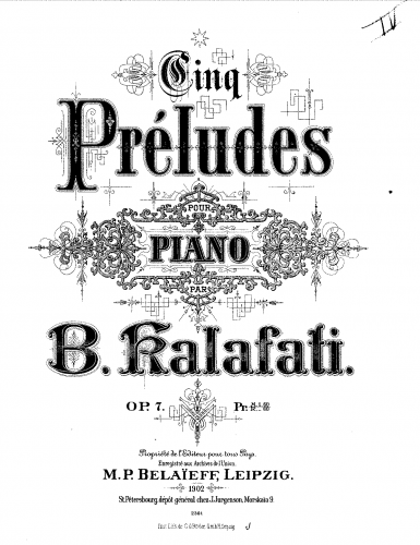 Kalafati - 5 Preludes, Op. 7 - Score