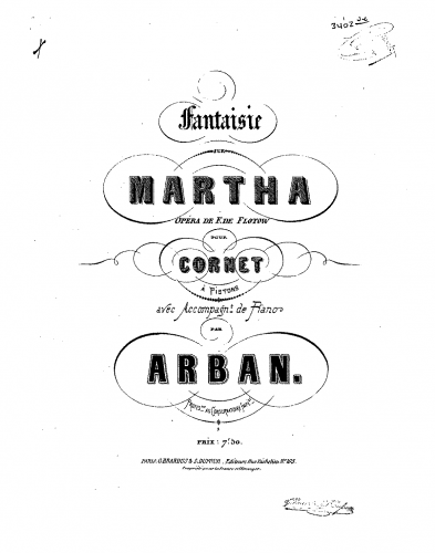Arban - Fantaisie sur 'Martha' - Scores and Parts