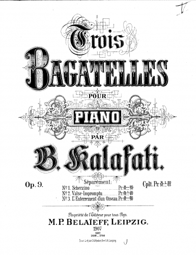 Kalafati - 3 Bagatelles, Op. 9 - Score
