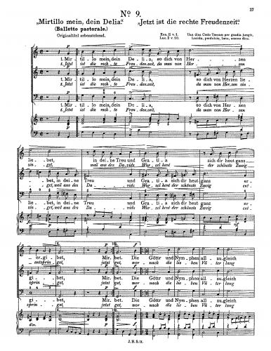 Schein - Mirtillo mein, dein Delia. Balletto pastorale - Score