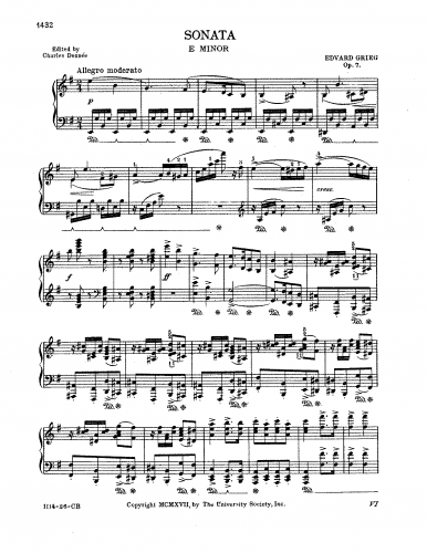 Grieg - Piano Sonata in E minor - Score