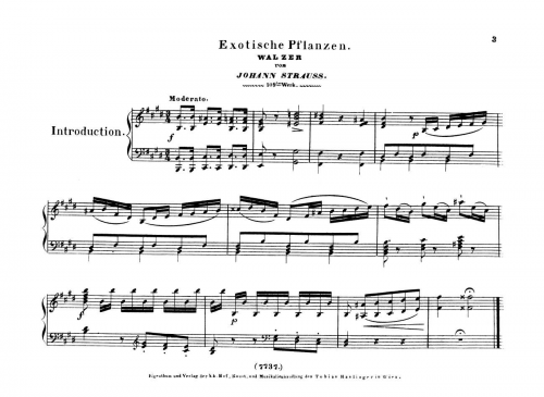 Strauss Sr. - Exotische Pflanzen Walzer, Op. 109 - For Piano solo - Score
