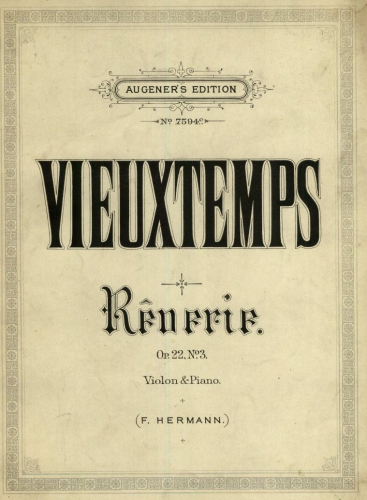 Vieuxtemps - 6 Morceaux de Salon - Scores and Parts Reverie (No. 3)