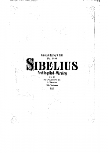 Sibelius - Spring Song - For Piano solo (Taubmann) - Score