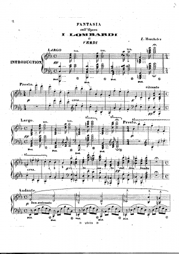 Moscheles - Fantasia sur Verdi's Opera 'I Lombardi' - Score