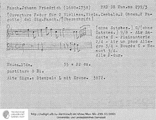 Fasch - Ouverture-Suite, FaWV K:F7 - Score