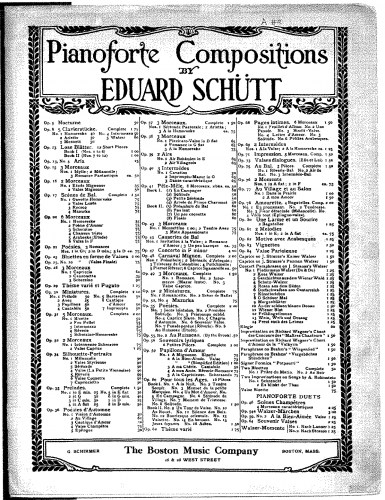 Schütt - Silhouettes-Portraits - Piano Score Rêverie (No. 5) - Score