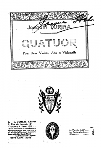 Turina - String Quartet, Op. 4 - Score