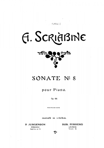 Scriabin - Piano Sonata No. 8 - Piano Score - Score