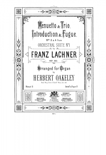 Lachner - Suite No. 1 - II. Menuetto For Organ solo (Oakeley) - Score