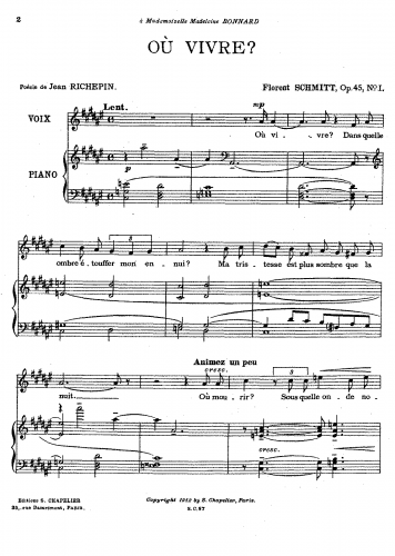 Schmitt - 4 Lieds, Op. 45