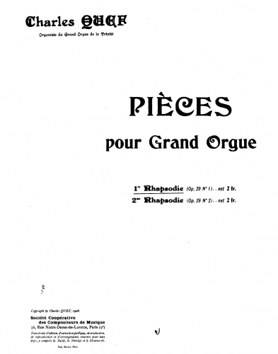 Quef - 2 Rhapsodies sur des Thèmes Bretons, Op. 29 - Score