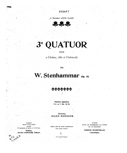 Stenhammar - String Quartet No. 3, Op. 18