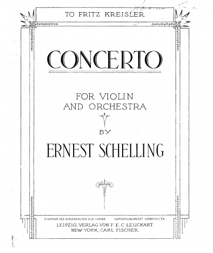 Schelling - Violin Concerto - Score
