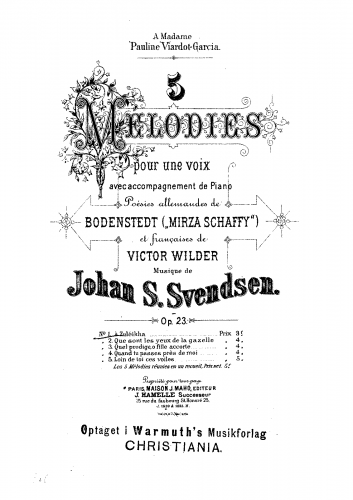 Svendsen - 5 Melodies, Songs, Op. 23 - Score
