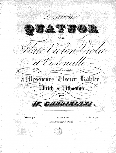 Gabrielski - Quartet No. 2 for Flute and Strings, Op. 95