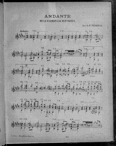 Beethoven - Violin Sonata No. 9, Op. 47 - Selections For Guitar (Tárrega) - II. Andante (300 dpi)