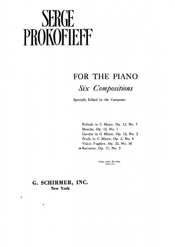 Prokofiev - Sarcasms - Piano Score - 3. Allegro precipitato