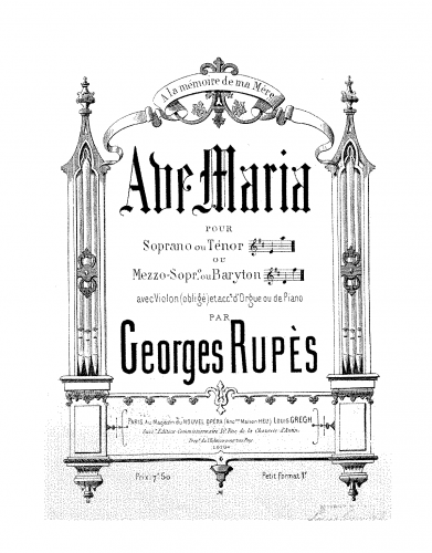 Rupès - Ave Maria - Scores and Parts