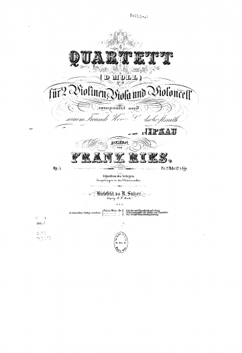 Ries - String Quartet No. 1, Op. 5