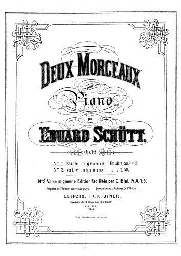 Schütt - Deux Morceaux, Op. 16 - Score