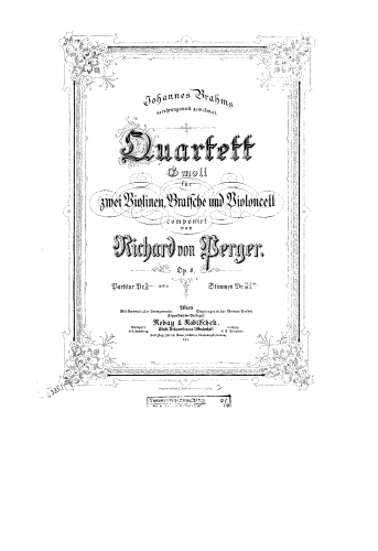 Perger - String Quartet No. 1, Op. 8