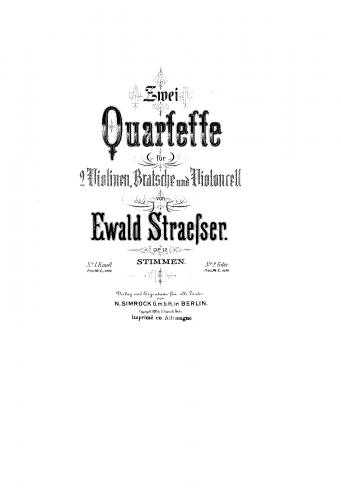 Straesser - String Quartet, Op. 12/1